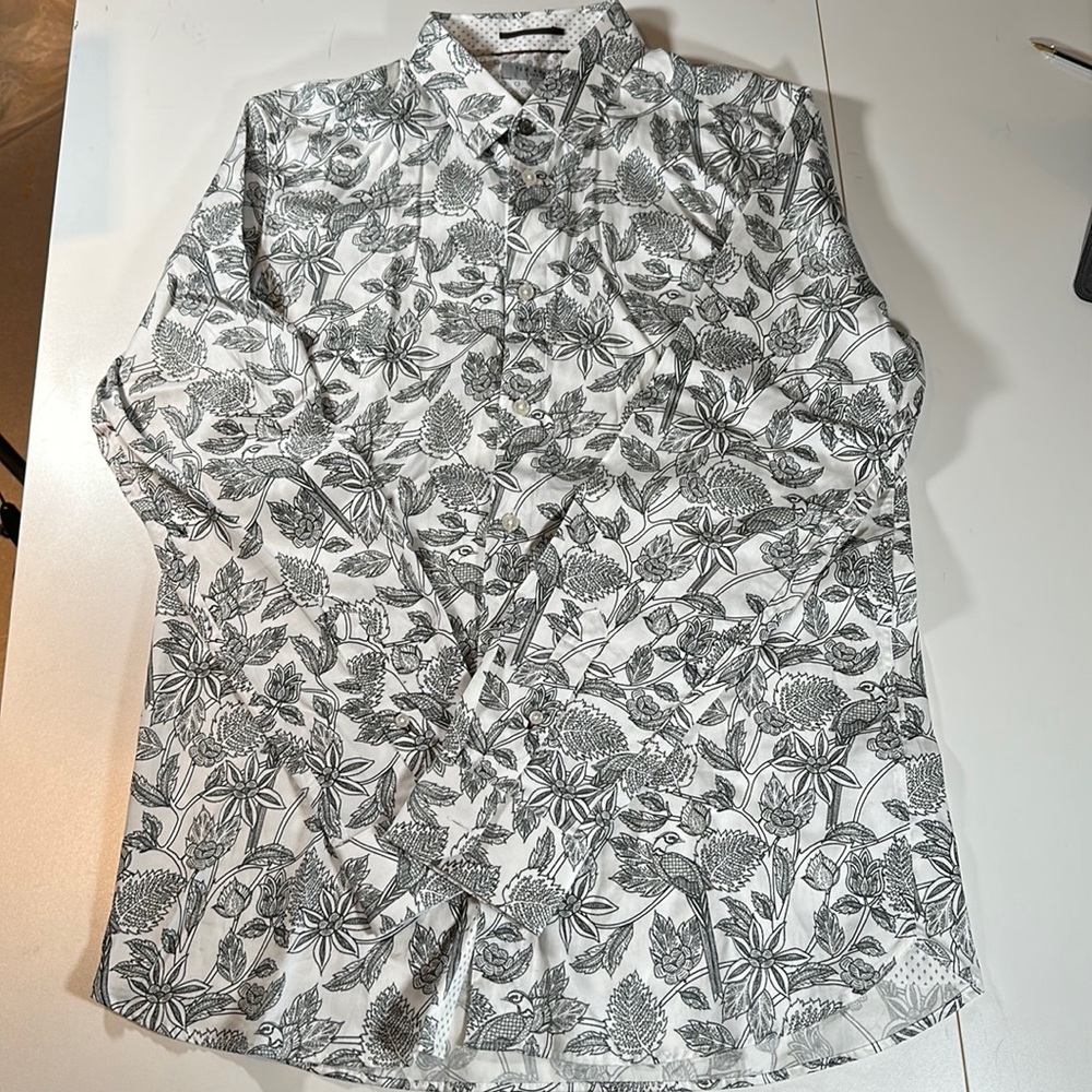 Men’s TED BAKER London Modern Fit Button up Shirt Floral Print Men's Size 4